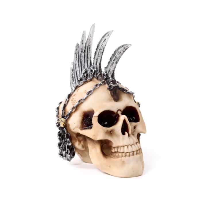 Teschio Decorativo Stile Punk con Cresta di Lame & Catene
