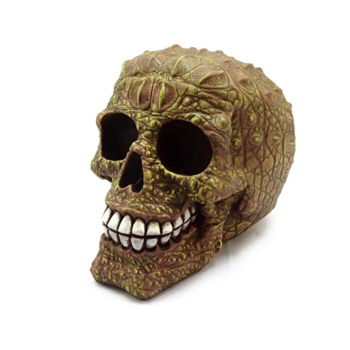 Teschio Decorativo con Effetto Pelle di Coccodrillo