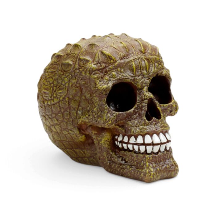 Teschio Decorativo con Effetto Pelle di Coccodrillo