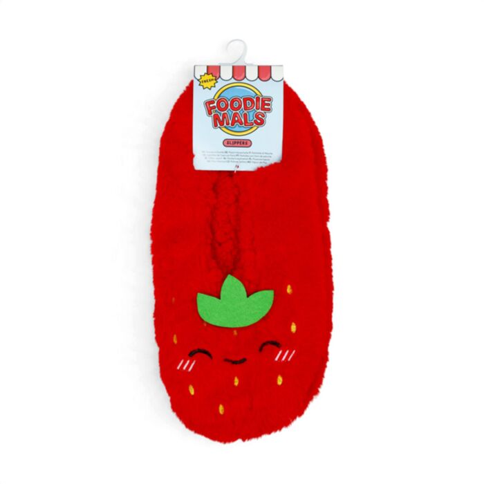 Pantofole in Peluche Antiscivolo - Fragola - Foodiemals - Taglia EU39-41 / UK6-9