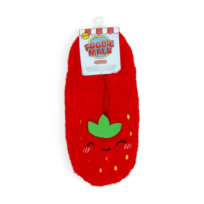 Pantofole in Peluche Antiscivolo - Fragola - FOODIEMALS - Taglia EU36-38 / UK3-6