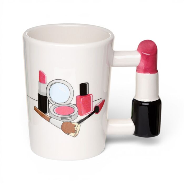 Tazza in Ceramica con Manico a Forma di Rossetto