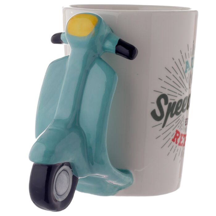 Tazza in Ceramica con Manico a Forma di Scooter Retrò