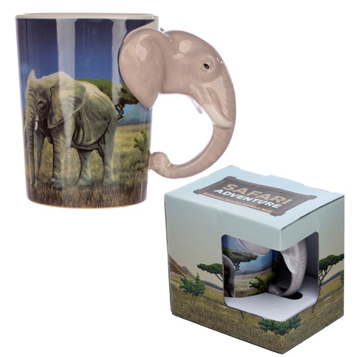 Tazza in Ceramica con Manico a Forma di Elefante
