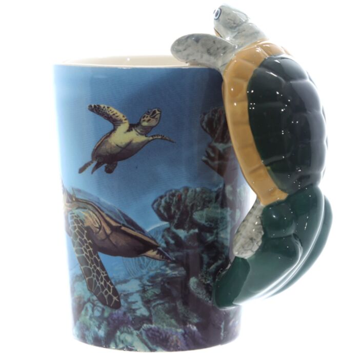Tazza in Ceramica con Manico a Forma di Tartaruga Marina