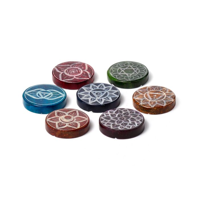 Brucia Incenso in Pietra Ollare - Chakra - Forma Rotonda