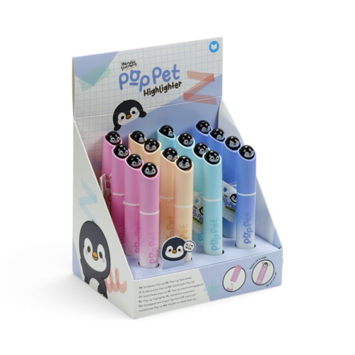 Evidenziatore con Topper Pop Pet - Pinguino - Animali Dolci ADORAMALS