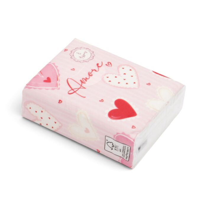 Set da 8 Fazzoletti Tascabili - Cuori - Amore 