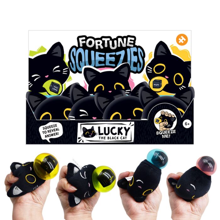 Antistress di Peluche - Biscotto della Fortuna - Lucky il Gatto Nero