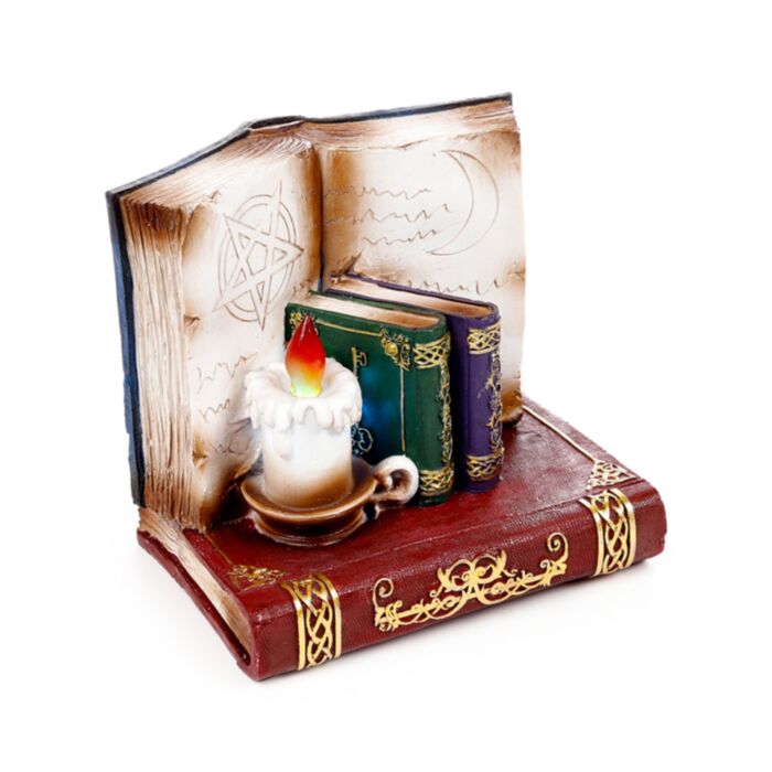 Espositore con LED per Statuette Gatti Neri con Cappello da Strega & Gufi Magici