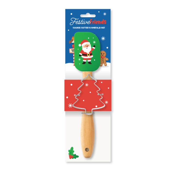 Set Tagliabiscotti a forma di Albero di Natale e Spatola - Amici del Natale