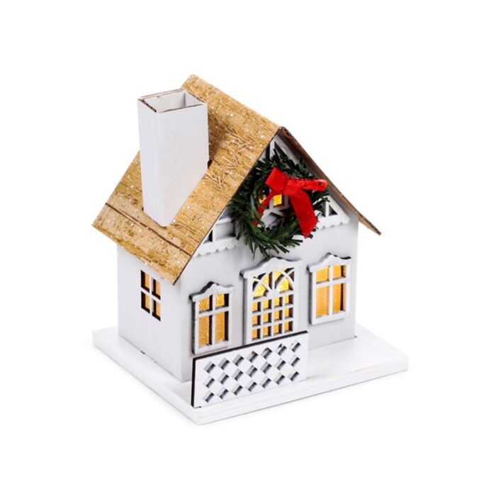 Casetta Decorativa per Natale con LED - con Ghirlanda "Winter Wonderland"