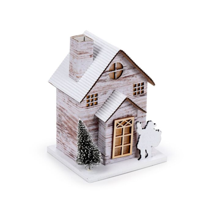 Casetta Decorativa per Natale con LED - in Betulla d'Argento