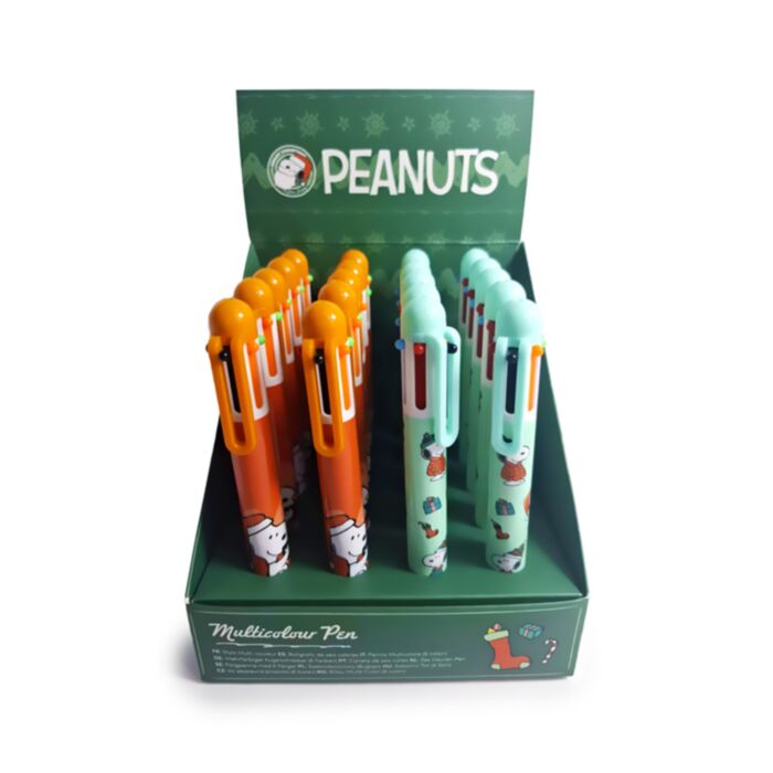 Penna Multicolore Natalizia (6 Colori) - Snoopy & Woodstock - PEANUTS