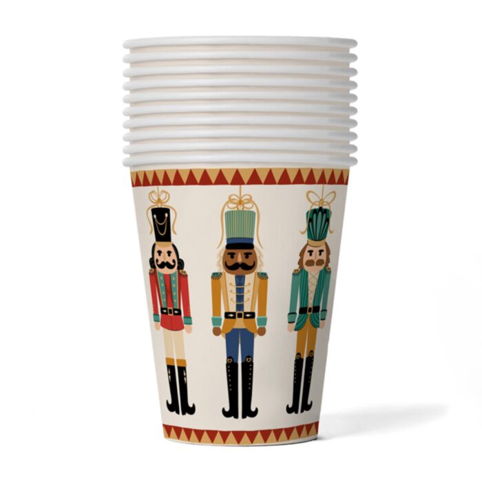 Set di 10 Bicchieri di Carta - Schiaccianoci Natalizio (9 oz)