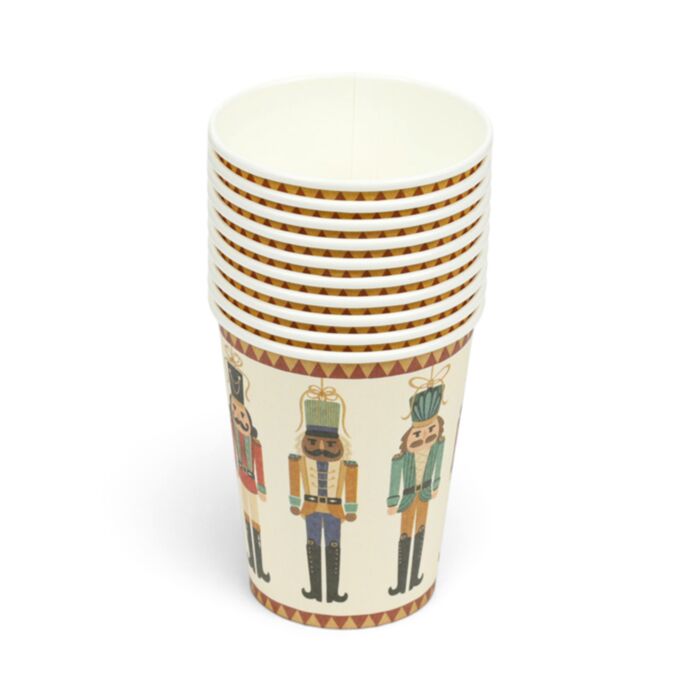 Set di 10 Bicchieri di Carta - Schiaccianoci Natalizio (9 oz)