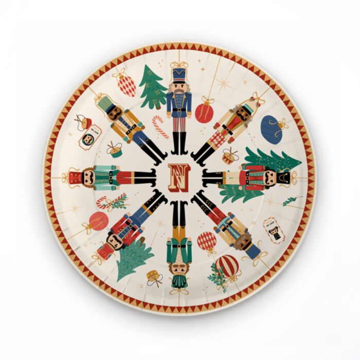 Set di 10 Piatti di Carta - Schiaccianoci Natalizio