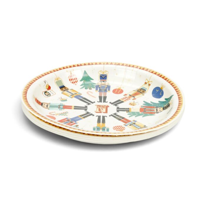 Set di 10 Piatti di Carta - Schiaccianoci Natalizio