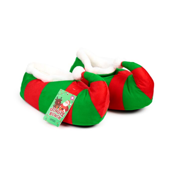 Pantofole Natalizie da Elfo in Peluche - Banda Natalizia (Taglia Unica)