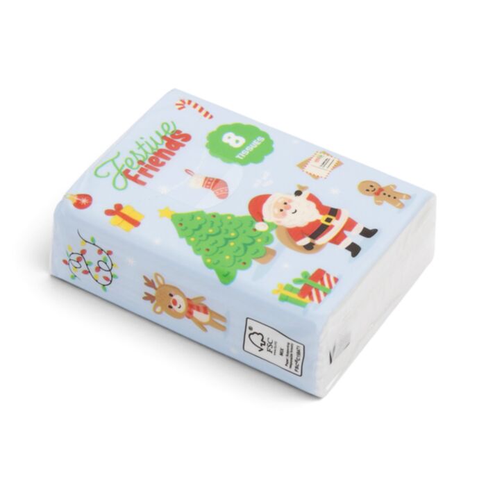 Confezione Nataliza di 8 Fazzoletti Tascabili - Amici del Natale 
