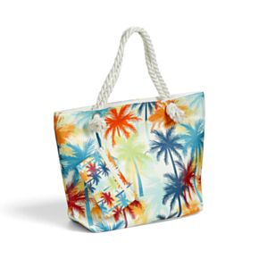 Borsa Mare - Palme Multicolori e Mini Pochette con Cerniera