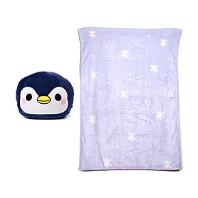 Cuscino di Peluche con Coperta 2 in 1 - Nico, il Pinguino - Blankeazzz