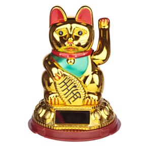 Maneki Neko Gatto Portafortuna che Saluta - Oro