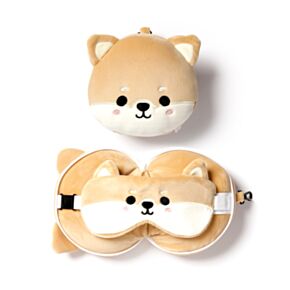 Cuscino da Viaggio con Maschera Relaxeazzz - Cane Shiba - Animali Dolci ADORAMALS