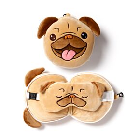 Cuscino da Viaggio con Maschera Relaxeazzz - Cani - Pug Carlino