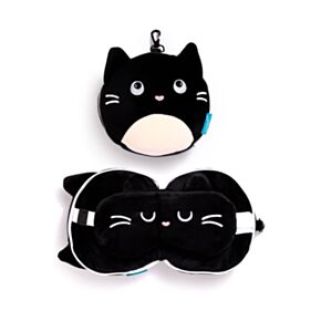 Cuscino da Viaggio con Maschera Relaxeazzz - Gatto Nero - Feline Fine