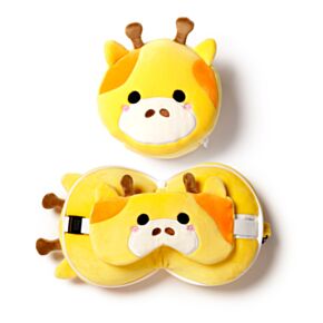 Cuscino da Viaggio con Maschera Relaxeazzz - Giraffa - Animali Dolci ADORAMALS