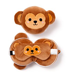 Cuscino da Viaggio con Maschera Relaxeazzz - Scimmia - Animali Dolci ADORAMALS