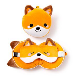 Cuscino da Viaggio con Maschera Relaxeazzz - Volpe - Animali Dolci ADORAMALS