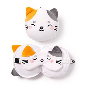 Cuscino da Viaggio con Maschera Relaxeazzz - Gatto Lola - Animali Dolci ADORAMALS