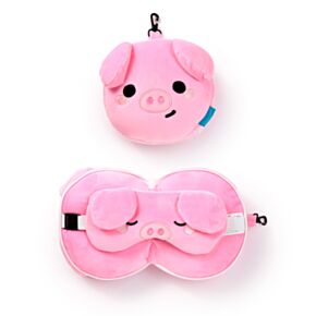 Cuscino da Viaggio con Maschera Relaxeazzz - Oscar il Maialino - Animali Dolci
