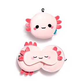 Cuscino da Viaggio con Maschera Relaxeazzz - Axolotl - Animali Dolci ADORAMALS