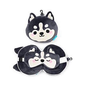 Cuscino da Viaggio con Maschera Relaxeazzz - Husky - Animali Dolci ADORAMALS