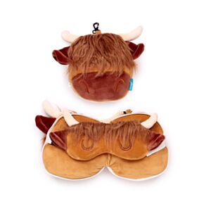 Cuscino da Viaggio con Maschera Relaxeazzz - Bue Scozese col Ciuffo