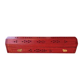 Scatola Porta Incenso in Legno Mango con Intarsi in Ottone - Elefanti