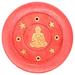 Brucia Incenso Rotondo in Legno Mango - Arancione - Buddha