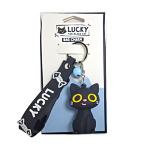 Portachiavi con Ciondolo 3D per Borsa - Lucky il Gatto Nero