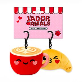 Set di 2 mini portachiavi in peluche a forma di croissant e caffè - Squidglys J'Adoramals