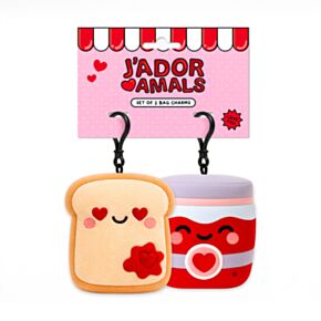 Set di 2 mini portachiavi in peluche a forma di toast e marmellata - Squidglys J'Adoramals