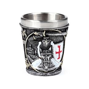 Bicchiere Decorativo da Shot - Cavaliere Medievale con Scudo Bianco e Rosso