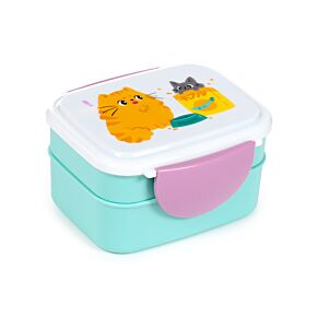Porta Pranzo Bento con Posate e Chiusura a Clip - Gatti Beans & Co