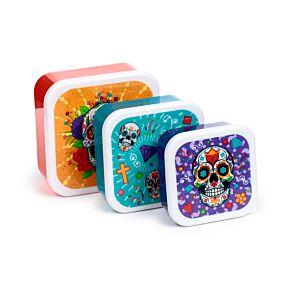 Set di 3 Contenitori per Alimenti M/L/XL - Teschio Messicano - Day of the Dead
