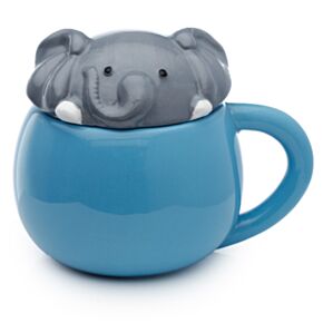 Tazza in Ceramica con Coperchio Sagomato - Elefante - Animali Dolci ADORAMALS