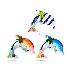 Magnete Stampato in 3D - Lungomare - Forma Delfino con Isola Tropicale