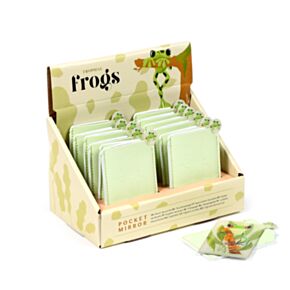 Specchietto da Borsa in Finta Pelle, con Custodia - Rane Tropicali TROPICAL FROGS