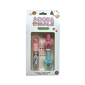 Set per Bambini con Lucidalabbra e Smalto per Unghie - Gatto Lola - ADORAMALS